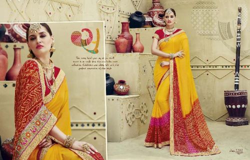 Bandhej Designer sarees-3201, Size : Free Size