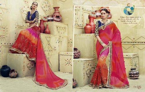 Bandhej Designer Sarees-3202, Color : Pink