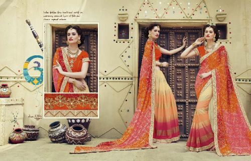 Pure Georgette Bandhej Saree 3206