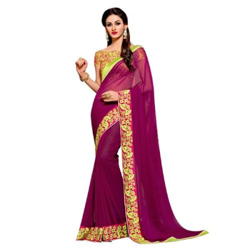 Styloshopper Designer Saree 2506, Color : Dark Pink