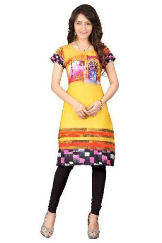 Printed Kurti- 11, Color : Yellow