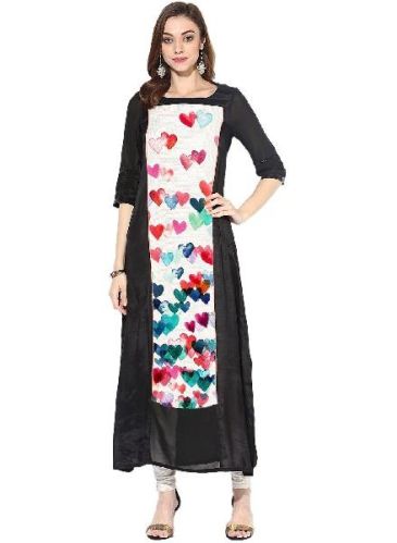 Crepe Kurti-37, Color : Black