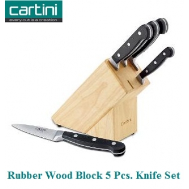 7255 Cartini 5 Pcs. Knife Set With Rubber Wood Block