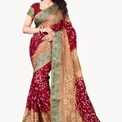 Bandhej Work Jacquard Printed Bandhani Sarees