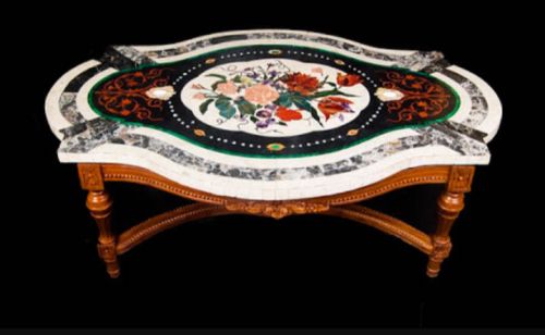 Oval Marble Inlay Table Top