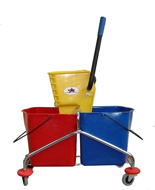 SPEED Stainless Plastic Double Bucket Wringer Trolley, For Cleaning Equipments, Wheel Material : SS