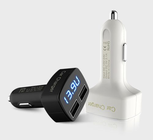 USB Car Charger, Packaging Type : Blace/White