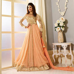 Georgette Anarkali Dress, Color : Peach