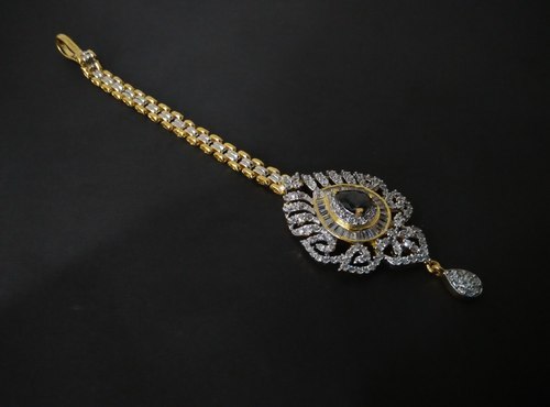 Brass CZ Maang Tikka, For Parlour, Personal, Feature : Long Lasting, Perfect Shape, Stylish Look