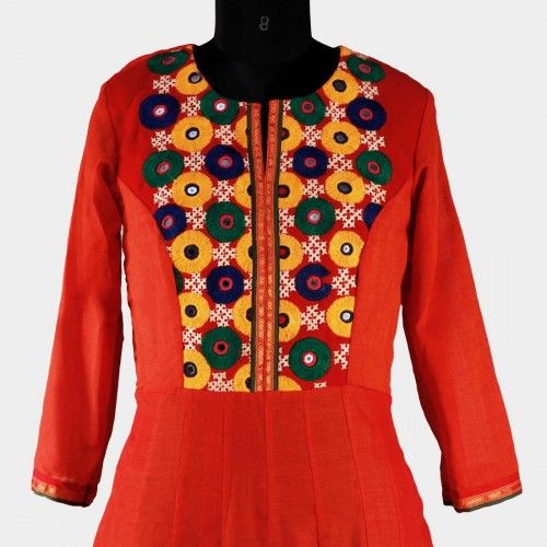 Plain Kutch Work Cotton Kurtis, Feature : Shrink-Resistant, Soft