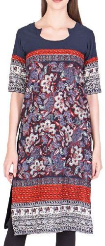 Printed Crepe Kurti, Size : XS, S, M, L, XL, XXL