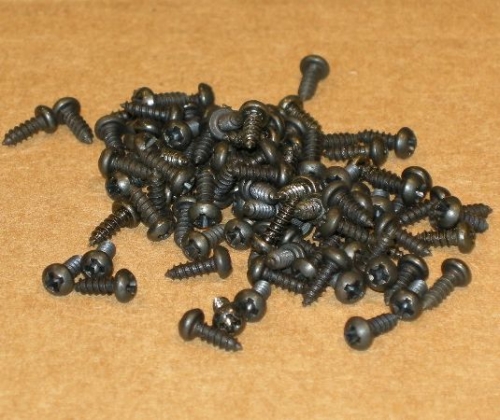 Screws, Black Coated Steel, Round Phillips Head, 2GAUGE, 1/4 Inch, (7.5 X 2.0 X 4.0mm),approx.100