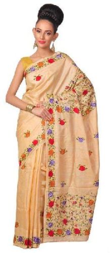 Pure Tussar Silk Hand Embroidered Handloom Sarees