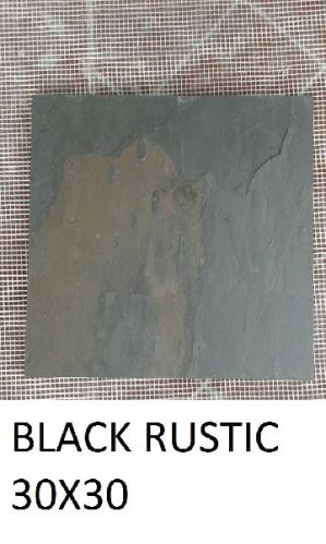 Polished 30X30 Black Rustic Slate Stone, Thickness : 10-20mm