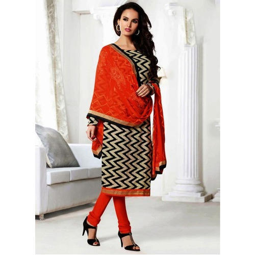 Adorning Black Chanderi Ladies Suits, Occasion : Casual Wear, Party Wear