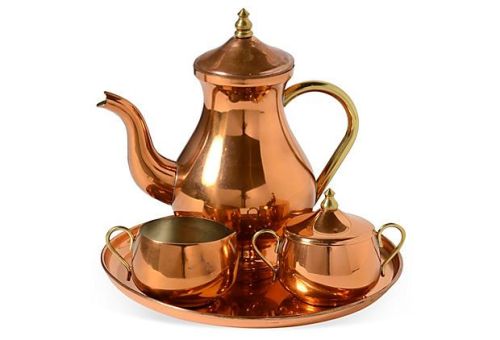 Polished Plain Copper Tea Set, Size : 500ml