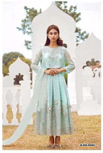 Krivi Designer Georgette Online Gown Style Suit, Age Group : Adults