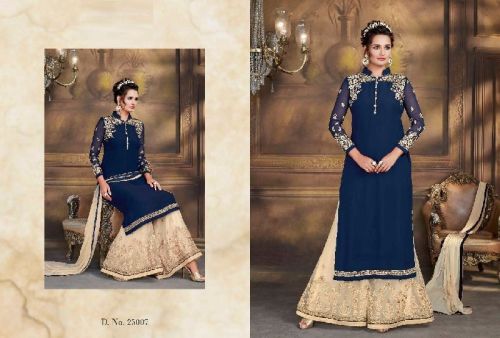 Exclusive Designer Georgette Net Plazzo Suit, Pattern : Zari Embroidery