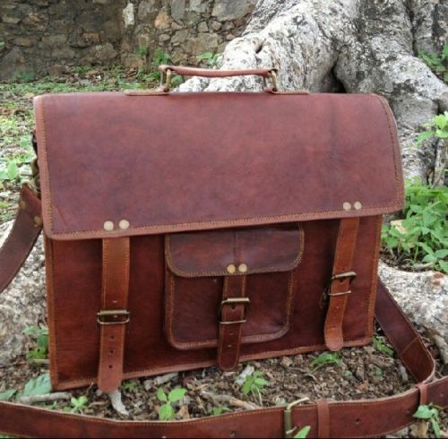 Ganuine Goat Leather Laptop Messenger Bag