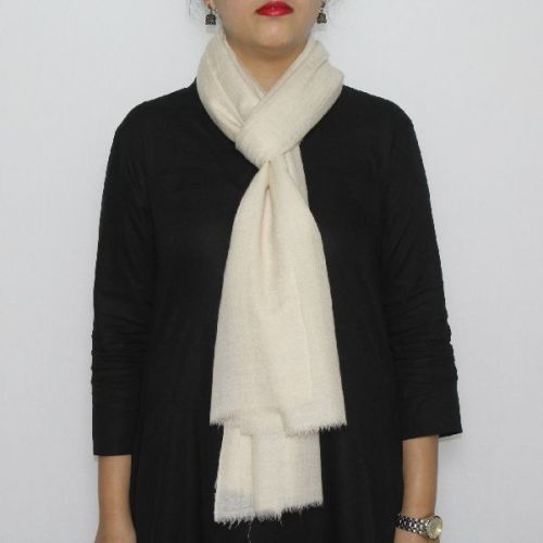 Pure White Hand-Woven Pashmina Stole