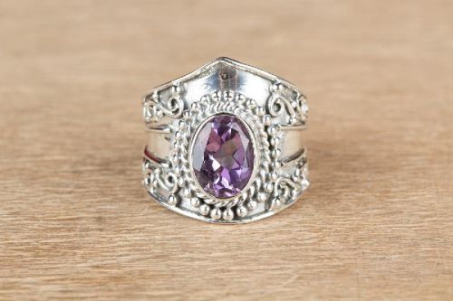 Faceted Amethyst 925 Silver Ring