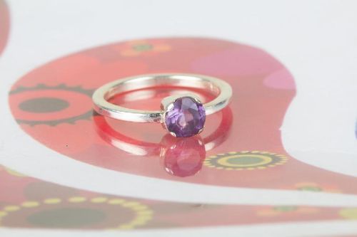 Faceted Amethyst Gemstone 925 Sterling Ring, Brand Name : Handmade