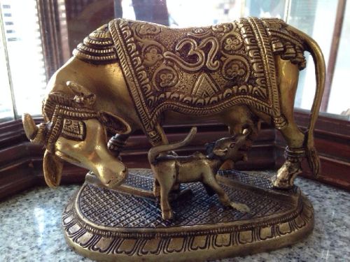 Polished Brass Cow Statue, For Home, Shop, Size : Multisizes