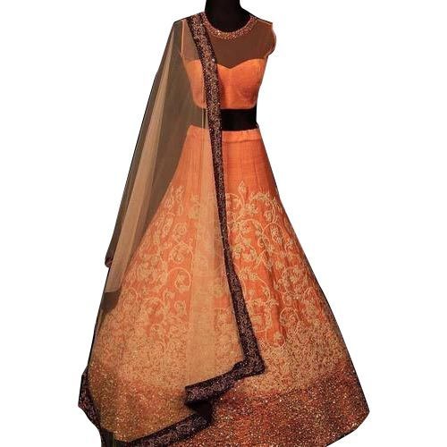 Orange Lehenga Choli, Occasion : Party Wear, Wedding Wear, Bridal Wear