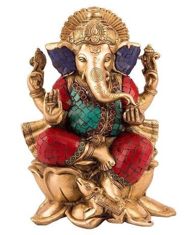 Polished Brass Ganesh Statue, For Interior Decor, Office, Gifting, Pattern : Non Printed