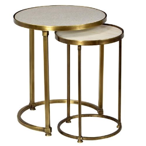 Gold Side Table With Marble Top