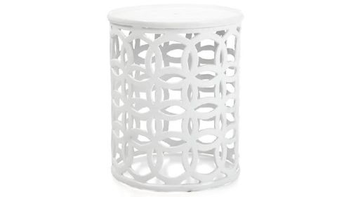 White Circle Side Table With Marble Top