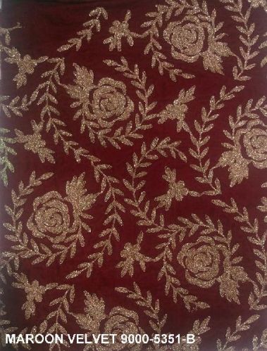 Fancy Embroidery With Velvet, For Garments, Technics : Attractive Pattern, Embroidered, Handloom, Washed