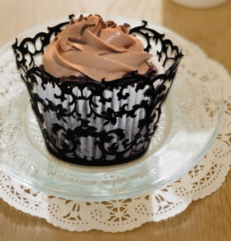 Black Flower Cup Cake Wrapper, For Baking, Size : 22*5.5 Cm