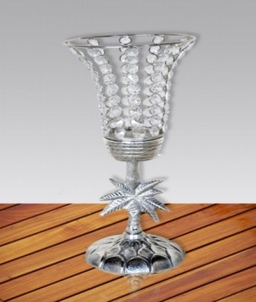 Palm Tree Hurricane Candle Holder, Color : Sliver