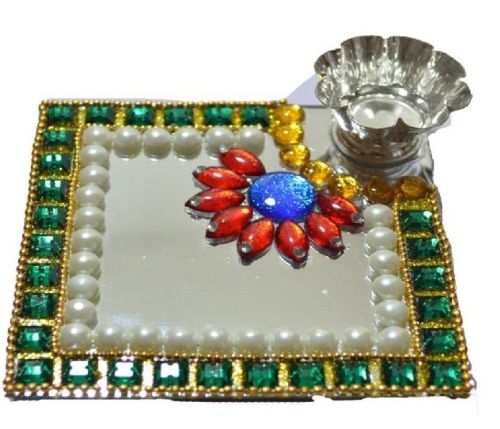 Square Shape Kundan Floating Lamp, Color : Multicolor