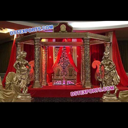 Indian Wedding Gold Carved Mandap Set, Color : Customized