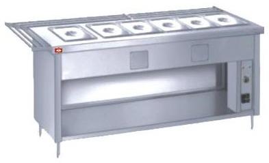 Rectangular Stainless Steel Bain Marie Counter, For Canteen, Color : Silver