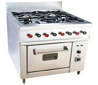 High Pressure Square Four Burner Gas Range With Oven, For Commercial Use, Feature : Best Quality