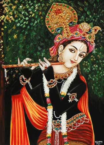 Code No. 560 Krishana Side Pose Canvas Paintings