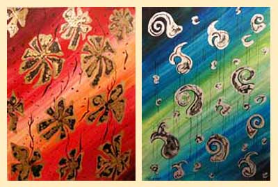 Mix Media On Paper Flower Paintings - Code No.424