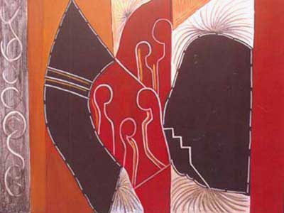 Code No.310 Mod Red Canvas Paintings