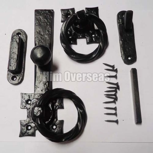 Polished Black Iron Ring Latch, Thickness : 5-10mm, Length : 55x40cm
