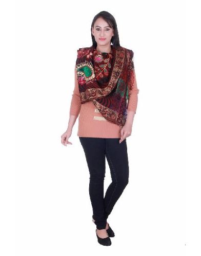 Printed Embroidered Viscose Shawls, Color : Multicolor