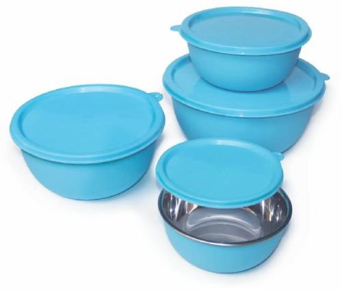 4 Pcs Coloured Lid Flora Bowl Set