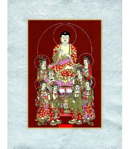 Preaching Buddha Art Prints On Silk, For Decoration, Size : 21 X 16