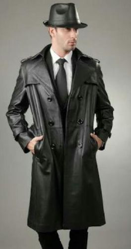 Mens Leather Trench Coat