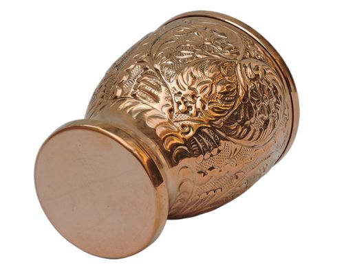 COPPER MUG FLOWER DESIGN CUP, Color : NATURAL