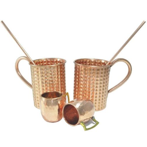 HAMMERED PURE COPPER MUG WITH STRAW., For Drinkware, Feature : Eco- Friendly