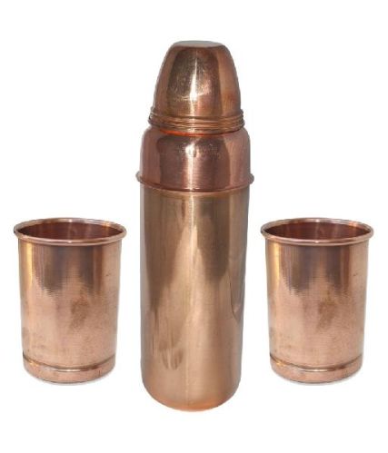 Pure Copper Bisleri Design Water Bottle - Storage With Glass.