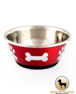 Red Bones Paws Dog Bowl